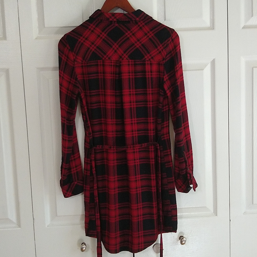 Sanctuary Buffalo plaid button down dress size xs - Picture 7 of 8
